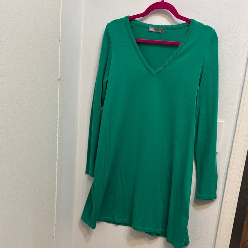 Green V-Neck Women's Dress